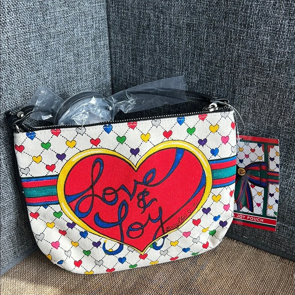 BRIGHTON LOVE & JOY canvas Hearts Crossbody Bag (NWT) ♥️ - Picture 1 of 14